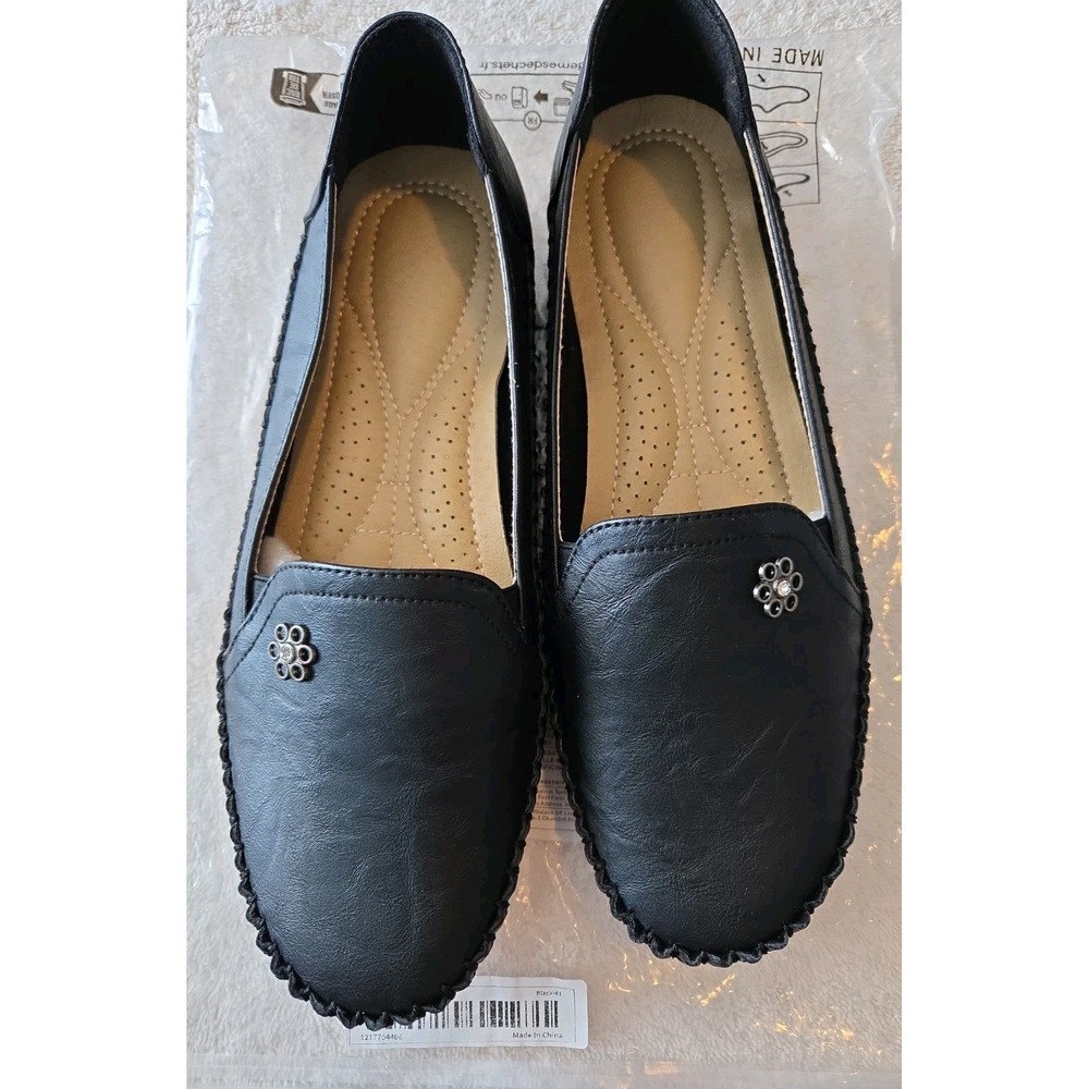 Womans Slipon Flat Loafers New Size 41‎ Black
